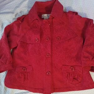 Dizzy Lizzy womens patterned red small 100% cotton jacket coquette